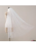 Ivory Pearl Wedding Veil Two Layer Fingertip Veil Raw-edge Bridal Veil